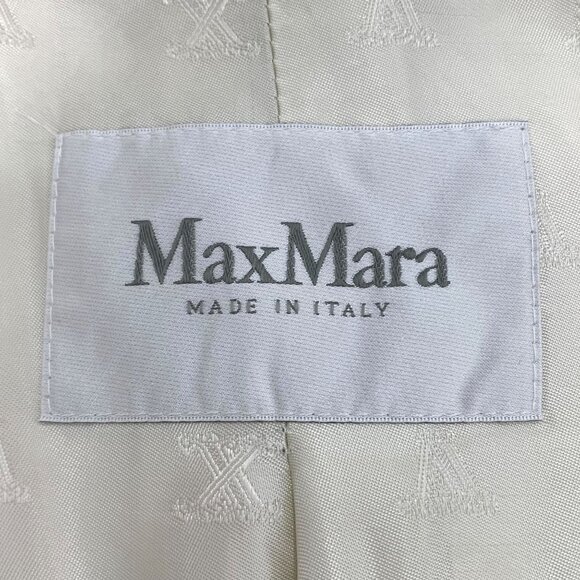 Max Mara Womens Double-Breasted Wool Coat Beige White Lapel Style Size XS - Picture 5 of 6